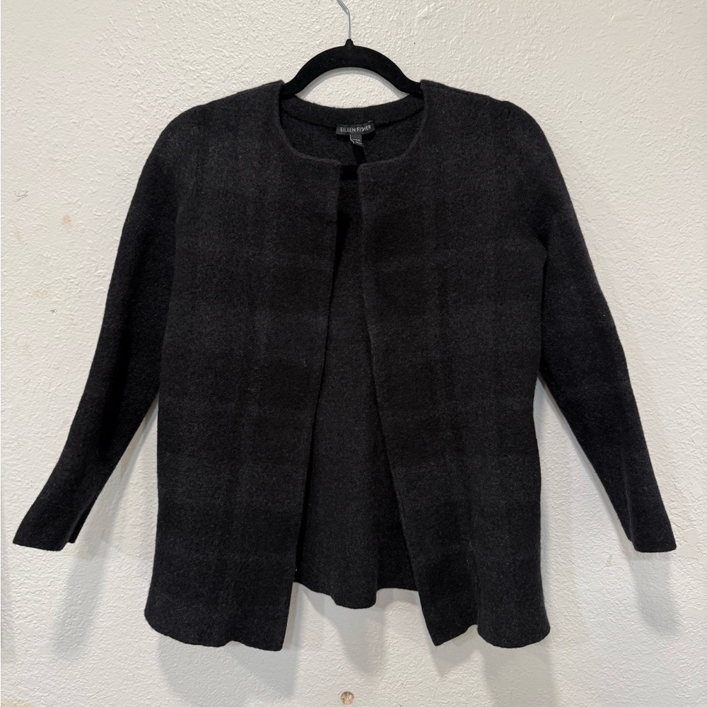 Eileen Fisher 100% Merino Wool Open Front Jacket Cardigan – Size M
